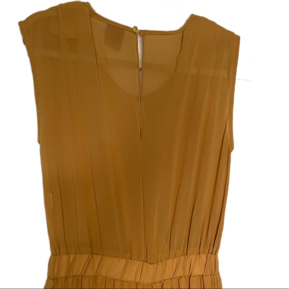Row Camel Colored Semi-Sheer Crepe Jumpsuit Surplice Front Medium - Picture 8 of 8